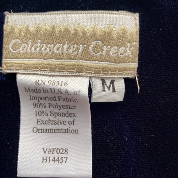 Coldwater  Creek velvet blue button down cardigan size medium - Picture 7 of 7
